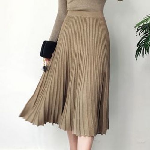 Gwendolyn - Pleated Knit Midi Skirt | YesStyle