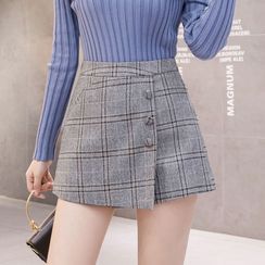 Peachton - Plaid Woolen Skorts Peachton - Plaid Woolen Skorts