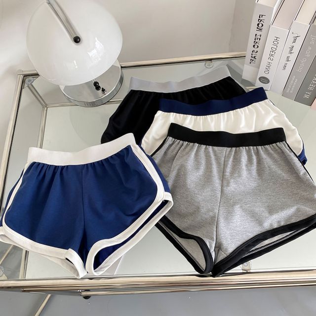 CUCURBIT-High-Waist Contrast Trim Sweat Shorts