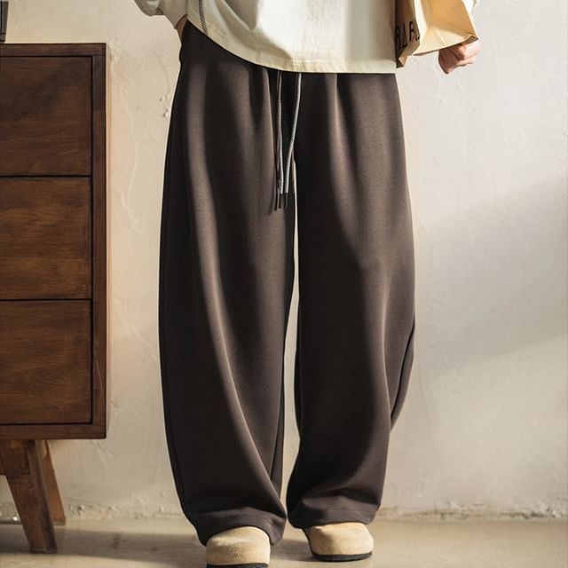 Really Point-High Waist Plain Wide Leg Sweatpants