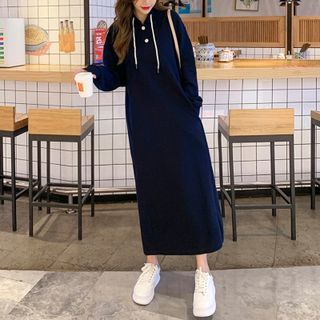 Chiraca - Long-Sleeve Midi Hoodie Dress | YesStyle