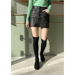 chuu - Button-Up Coated Miniskirt chuu - Button-Up Coated Miniskirt