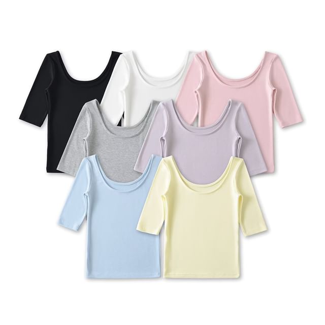 Hollahop-Short-Sleeve Scoop Neck Plain Tee