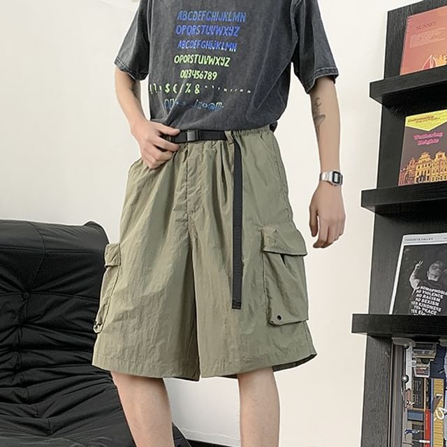 Antaeus-Mid Rise Plain Cargo Shorts