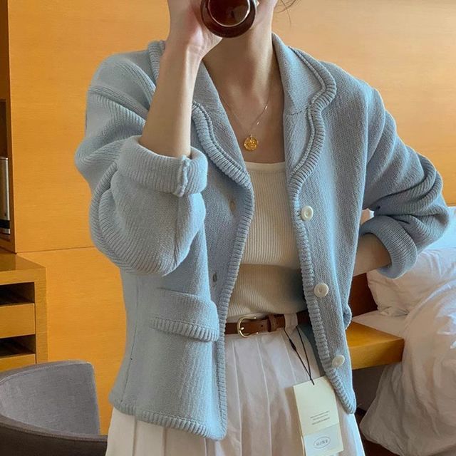 Windcatcher-Lapel Crop Cardigan