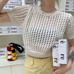 TriStyle - Short-Sleeve Pointelle Knit Top