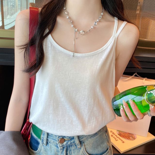 Gwendolyn-Plain Double Strap Cami Top