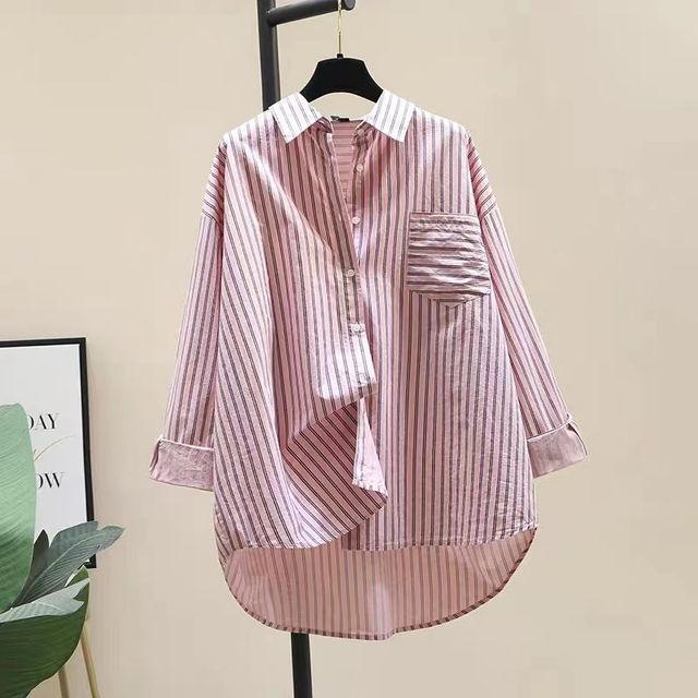 Inchioh-Collared Striped Shirt