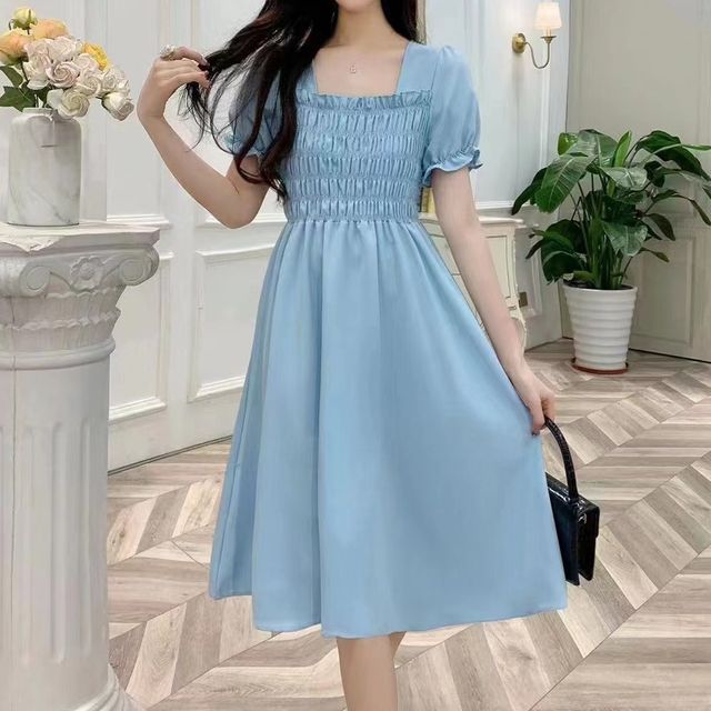 light blue casual dress with sleeves