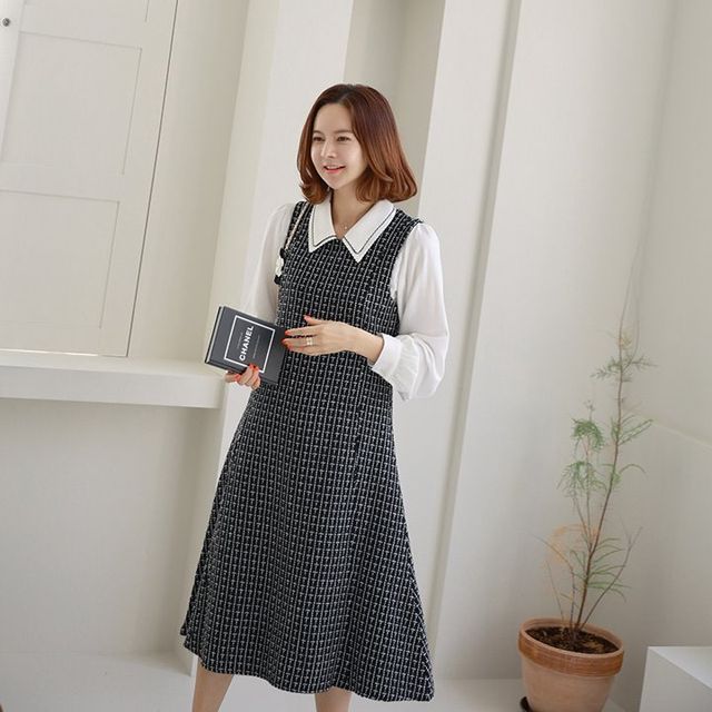 flared pinafore dress Goldie Merino Wool Ponte Pinafore