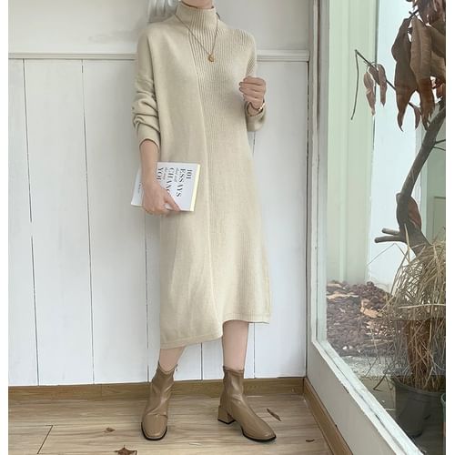 Asymmetrical ribbed shop sweater dress