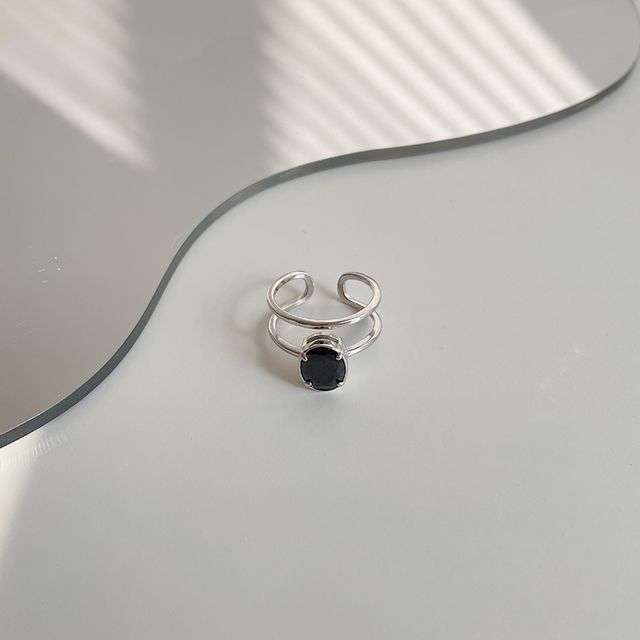 Forainer-Sterling Silver CZ Layered Open Ring