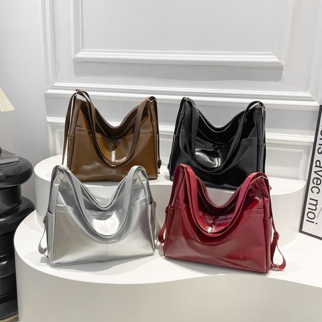 Mulgam-Plain Faux Leather Backpack