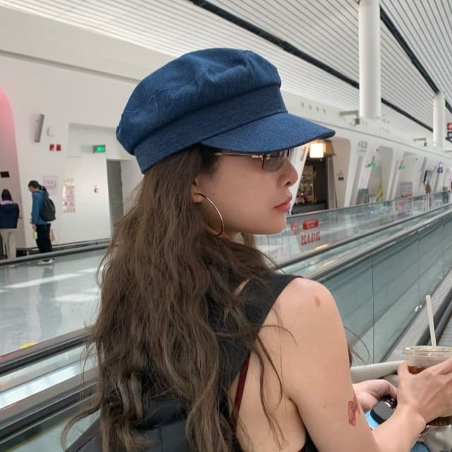 HATHOT-Denim Beret Cap