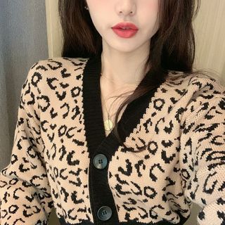 leopard cropped cardigan