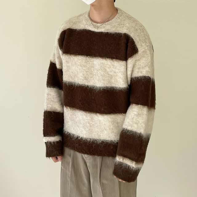 Okwano-Crew Neck Striped Sweater