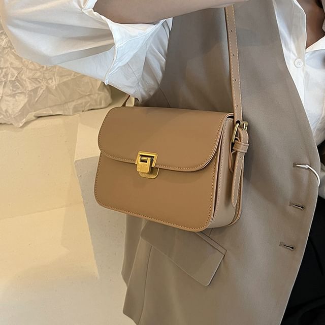 Letheroni-Faux Leather Flap Shoulder Bag