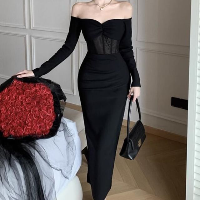 knee length dresses for ladies Black main image 0