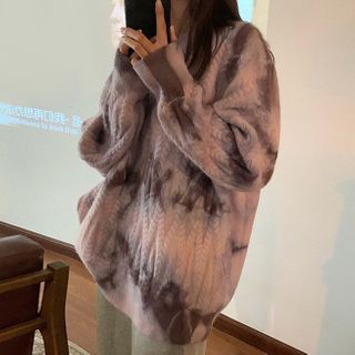 tie dye cable knit sweater