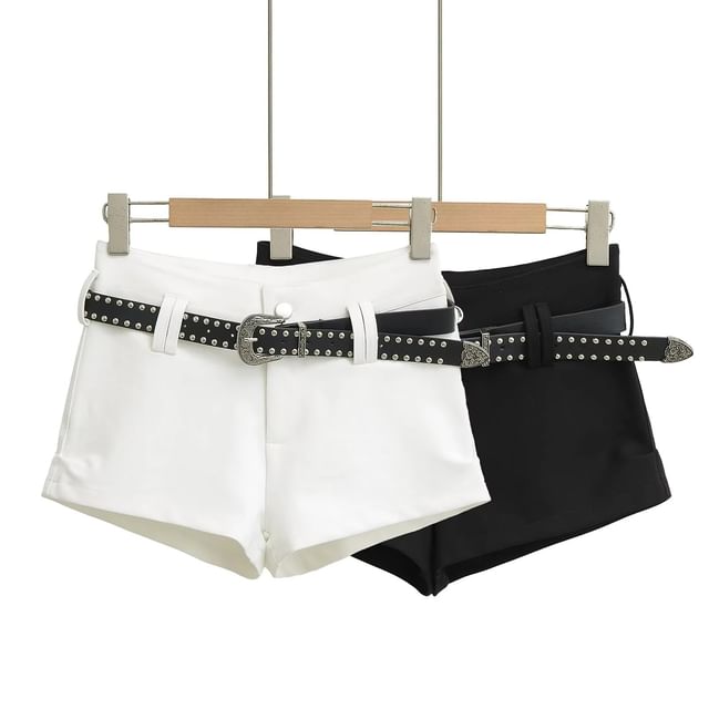 Asiris-Plain Shorts Studded Belt Set