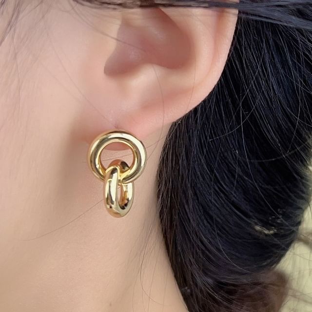 True Glam-Double Hoop Drop Earring