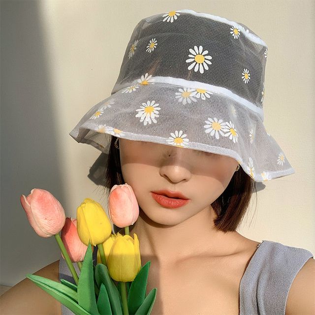 FROME - Daisy Print Mesh Bucket Hat 