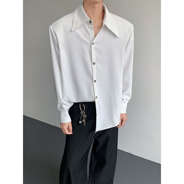 Orungeetun-Long-Sleeve Plain Shirt
