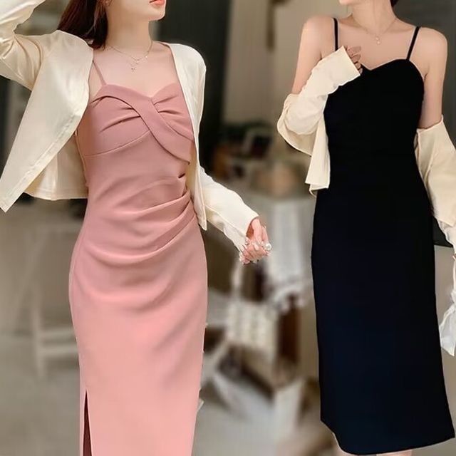 Lucuna-Spaghetti-Strap Midi Dress