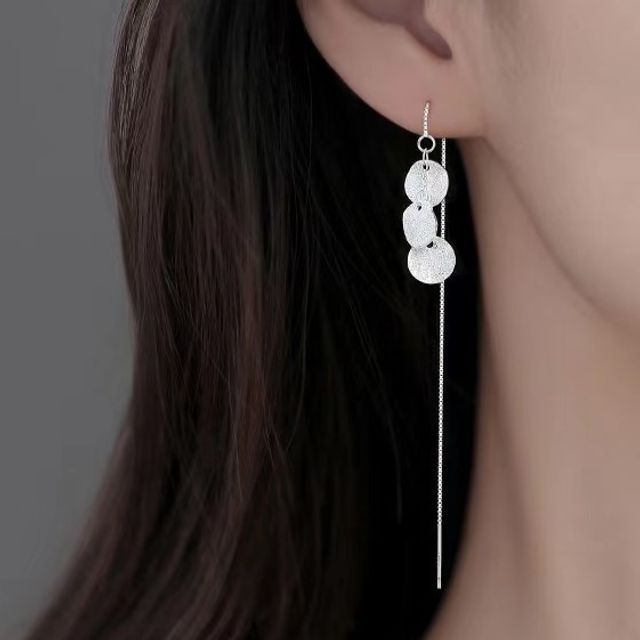 Parskletie-Disc Sterling Silver Dangle Earring