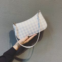 Mercillia - Plaid Panel Shoulder Bag Mercillia - Plaid Panel Shoulder Bag
