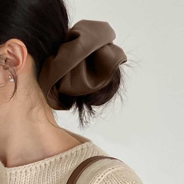 moliveny-Faux Leather Scrunchie