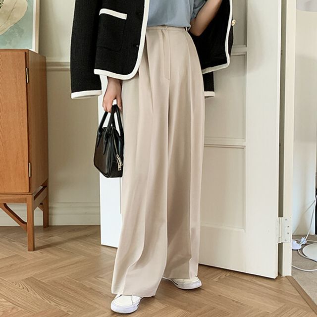 white christmas dresses Plus Size Cotton Side Pocket Slacks Dress Pants main image 1