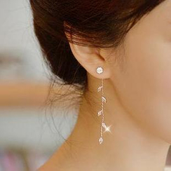 Ticoo - Rhinestone Leaf Drop Earrings Ticoo - Rhinestone Leaf Drop Earrings