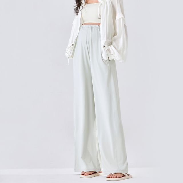POKU-Maternity High Rise Plain Wide Leg Pants