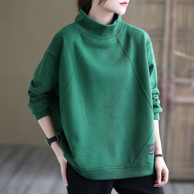 Lewwe-Long Sleeve Turtleneck Sweatshirt