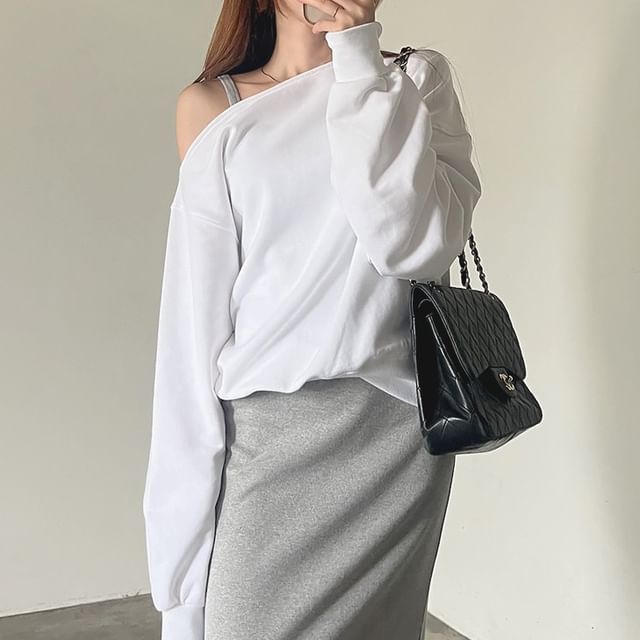 MIKIGA-One Shoulder Plain Pullover