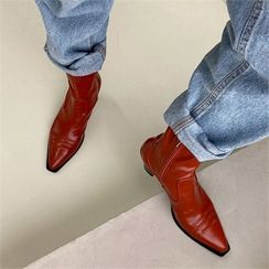 MONOBARBI - Pointy-Toe Stitched Sock Boots MONOBARBI - Pointy-Toe Stitched Sock Boots