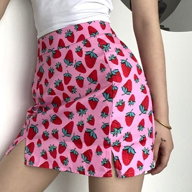 Gryffen Strawberry Print Mini Skirt |