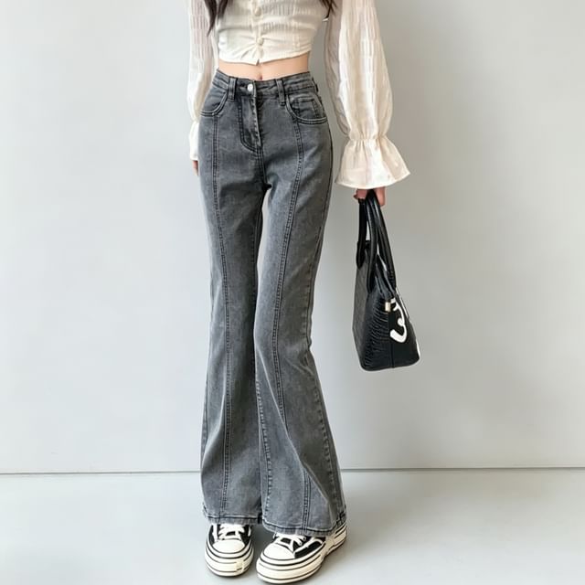 monroll-High Waist Flared Jeans