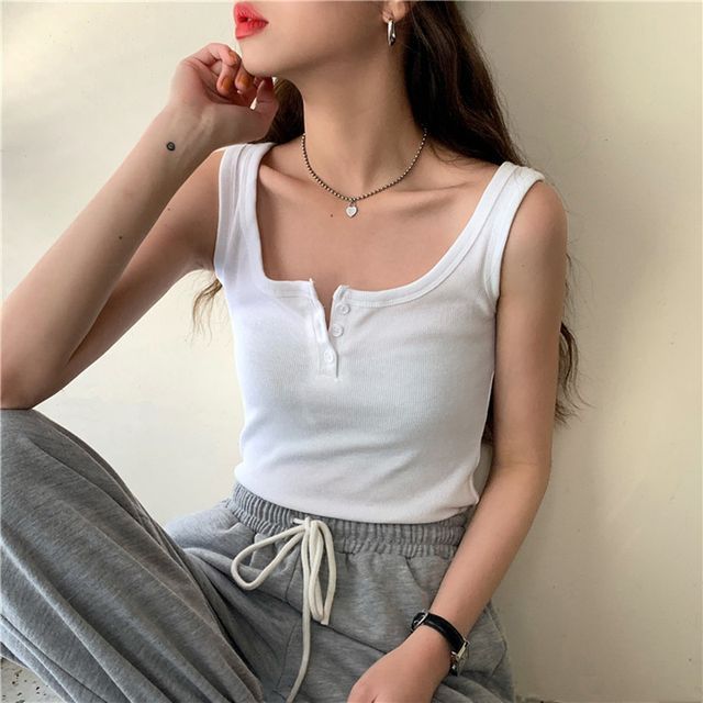 Everose-Henley Tank Top