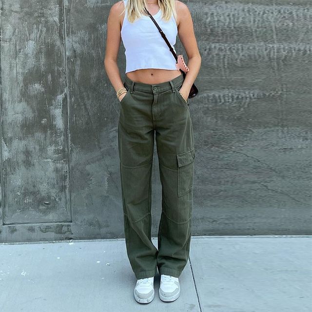 Puffie - Plain Straight Leg Cargo Pants 
