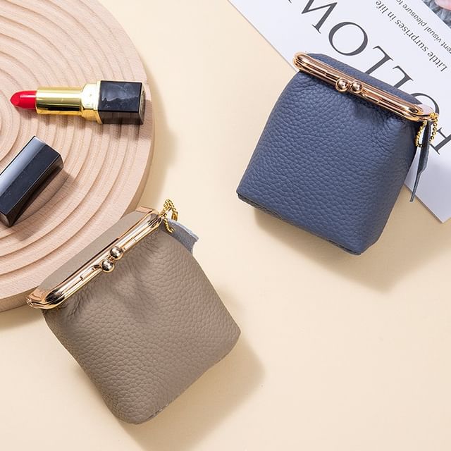 tablarosa-Plain Genuine Leather Coin Purse