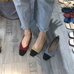 POPOW - Two Tone Square-Toe Flats POPOW - Two Tone Square-Toe Flats