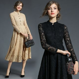 Justina - Long-Sleeve Lace Midi Dress | YesStyle