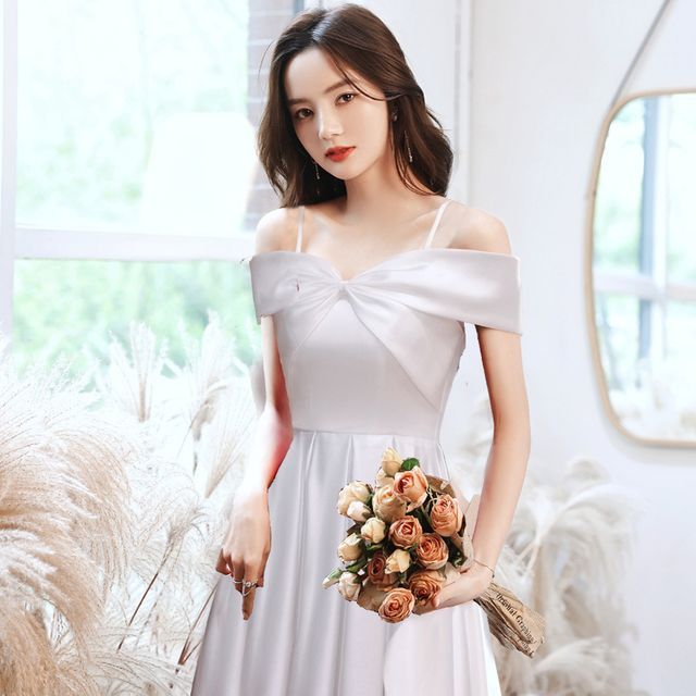MSSBridal - Off Shoulder Glitter A-Line Cocktail Dress / Evening Gown