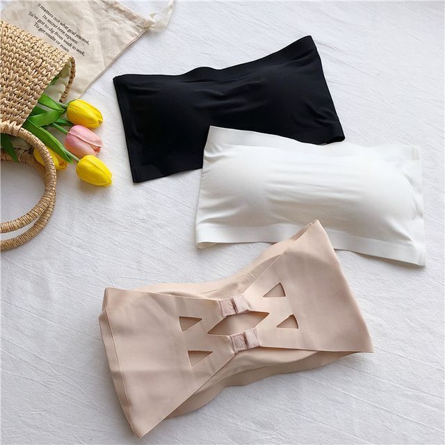 Wildery-Strapless Plain Cutout Wireless Bra