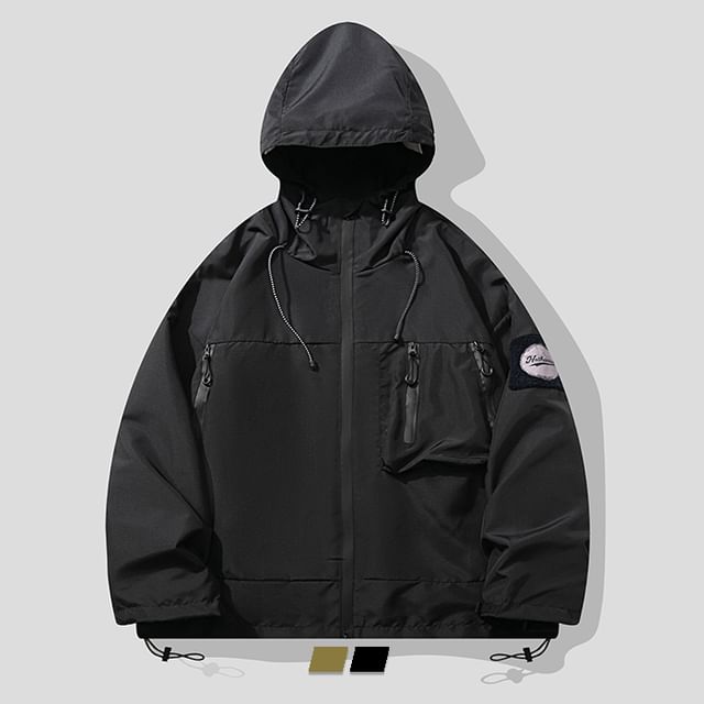 purplelouve-Hooded Zip-Up Shell Jacket
