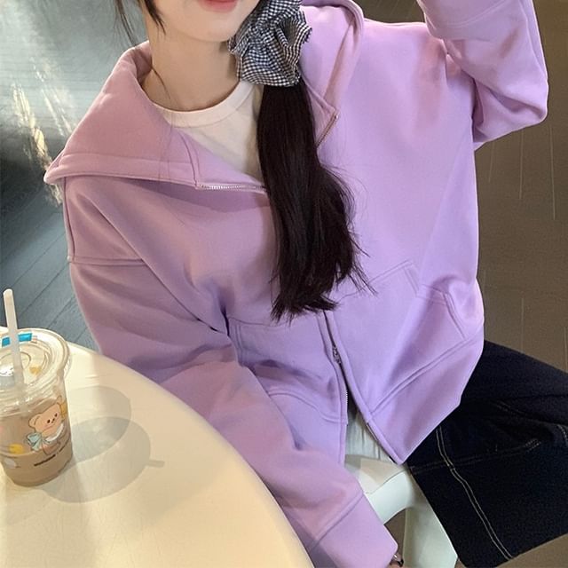 Beem-Plain Zip-Up Hoodie
