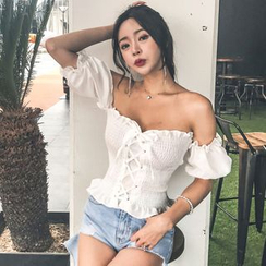 Dimanche - Kurzärmliges Off-Shoulder-Oberteil mit Raffung Dimanche - Kurzärmliges Off-Shoulder-Oberteil mit Raffung
