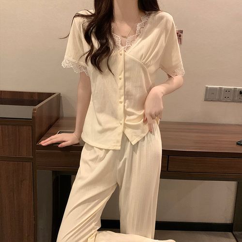 Short-Sleeve V-Neck & Pants Pajama Set